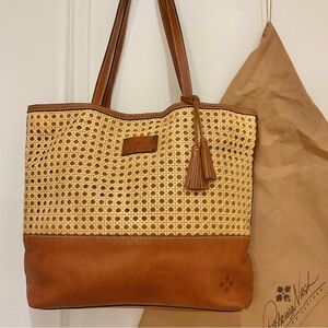 Patricia Nash Londra Leather/Wicker Tote, EUC